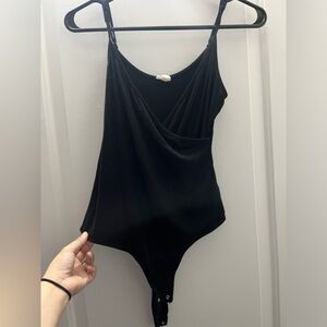 Black Ballet Style Crossover Bodysuit